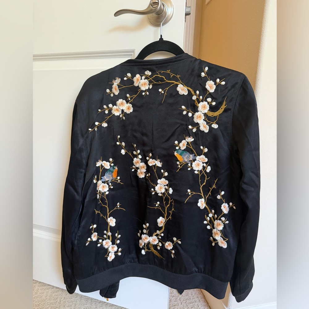 Zara Black Light Jacket with Floral Embroidery